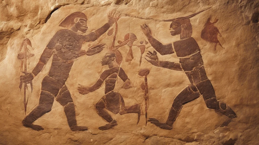 brushstrokes in prehistoric art.