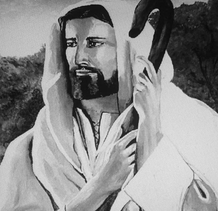 monochrome image of Jesus Christ