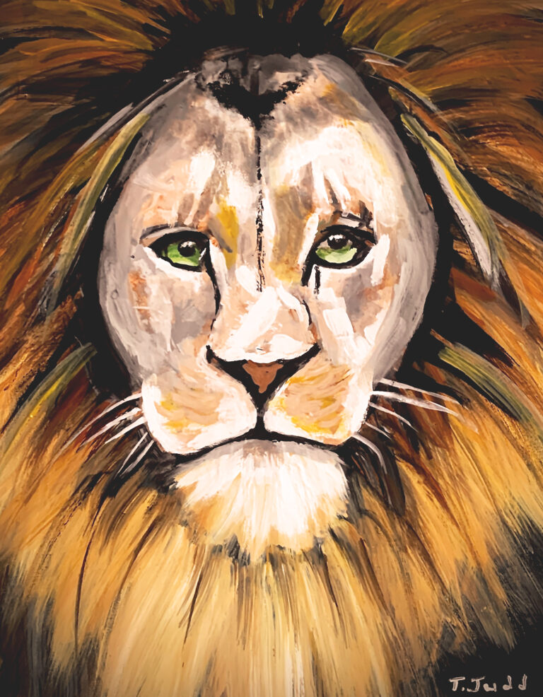 An impressionistic portrait of a lion: lionhearted.