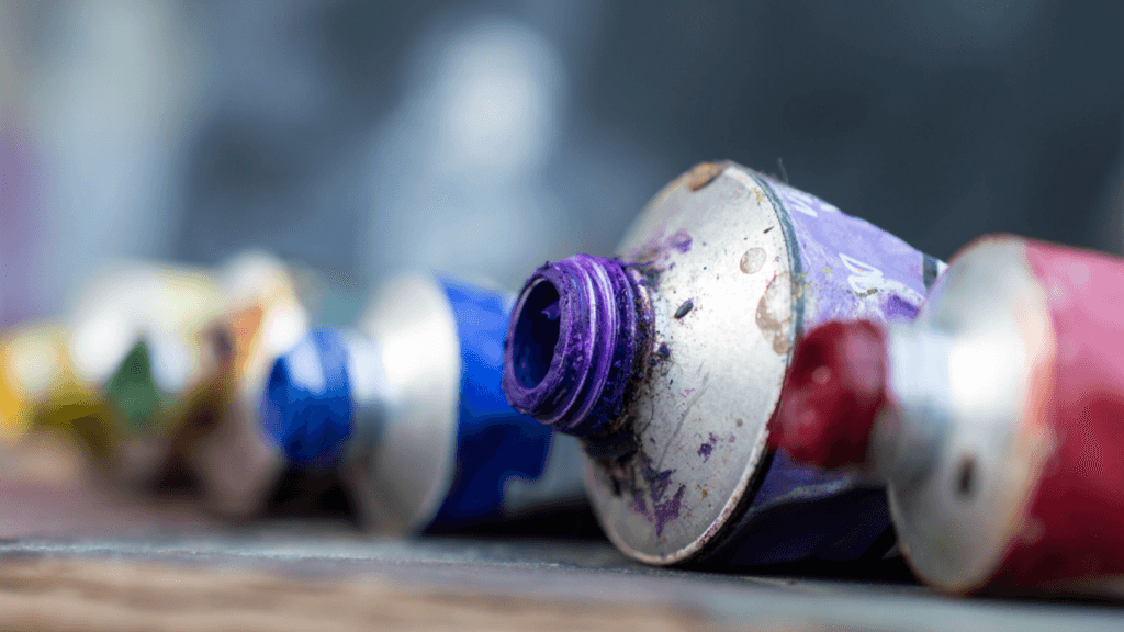 acrylic paint displayed