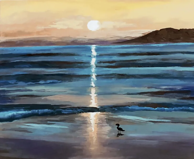 "Ebbing Glow" by Trese Judd, a gorgeous seascape painting.