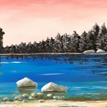 Peach Sky Over The Lake